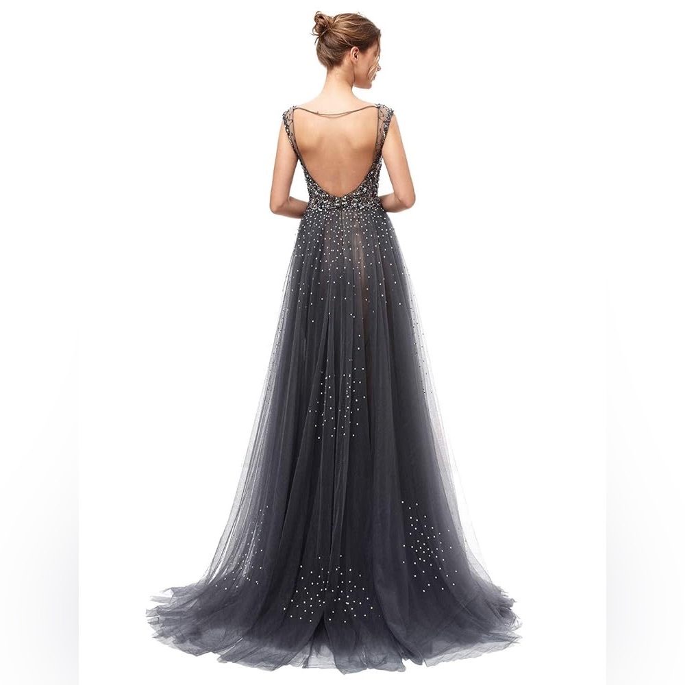 JVN by Jovani Elegant Gray Evening Gown Size 6 JVN46081 Worn Once - Picture 3 of 8